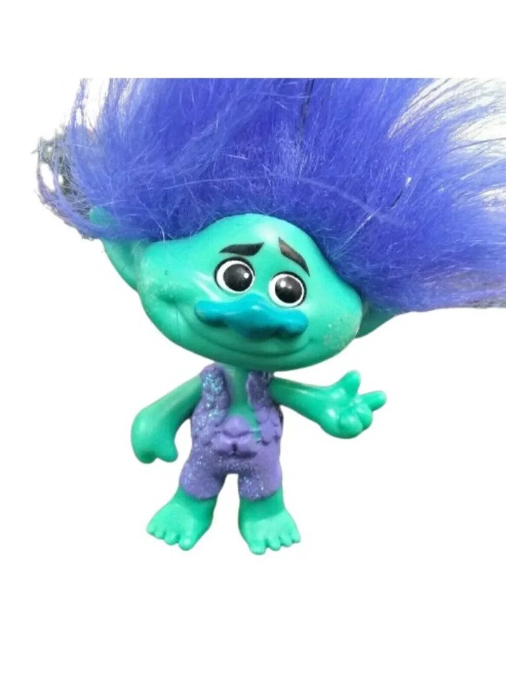 Hasbro DWA LLC Troll Green Glitter Blue Doll w/ Purple Outfit 4